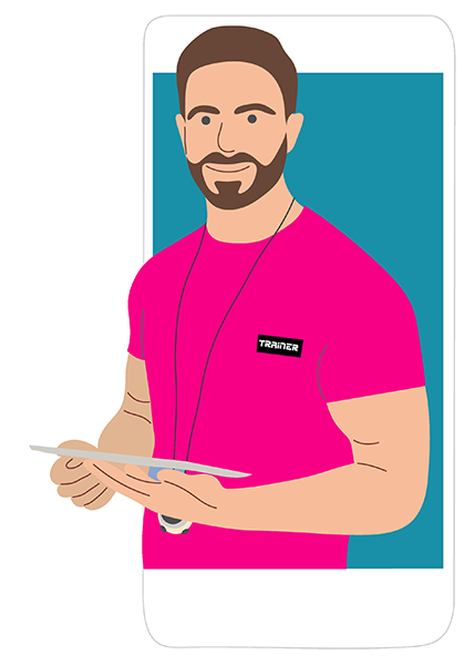 personal trainer with tablet computer